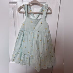 Girls' Light Green Lemon Print Sundress